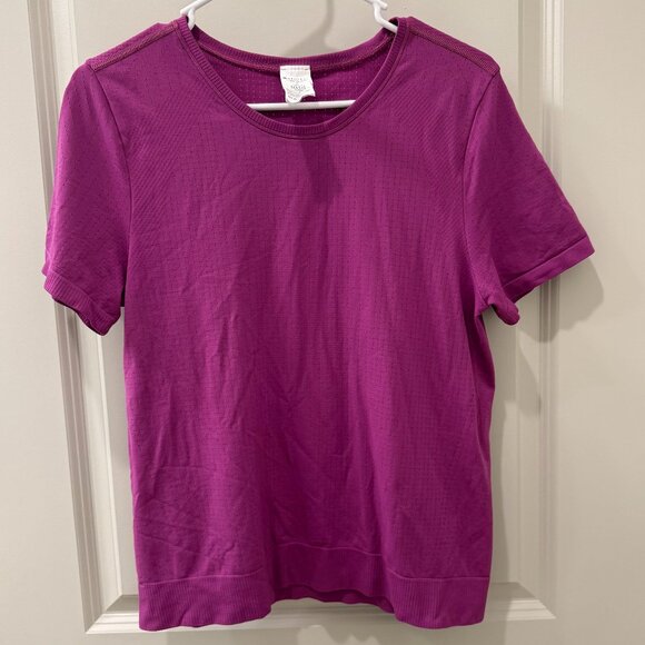 Athleta Tops - Athleta M Purple Perforated Mesh Athletic Tee Breathable Short Sleeve